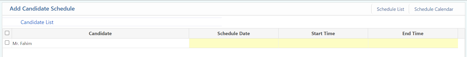 Assessment Schedule List
